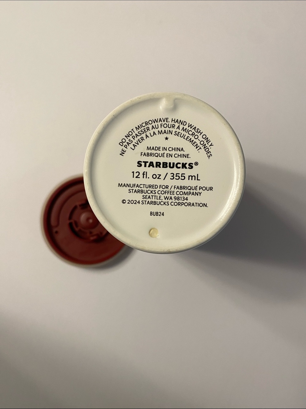 Starbucks Cream Ceramic Tumbler with Red and Brown Retro Swirl - Picture 5 of 5